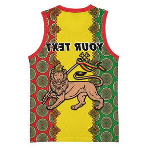 Personalized Ethiopia Basketball Jersey with Lion of Judah and African Pattern Design - African Pride