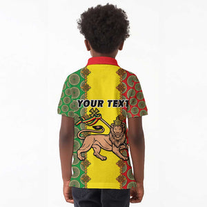 Personalized Ethiopia Kid Polo Shirt with Lion of Judah and African Pattern Design