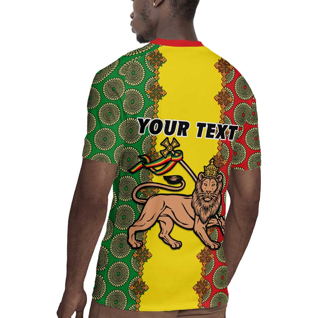 Personalized Ethiopia Rugby Jersey with Lion of Judah and African Pattern Design
