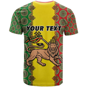 Personalized Ethiopia T shirt with Lion of Judah and African Pattern Design