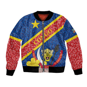 Congo DR Bomber Jacket Coat Of Arms Leopard Pattern