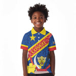 Congo DR Kid Polo Shirt Coat Of Arms Leopard Pattern