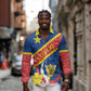 Congo DR Long Sleeve Button Shirt Coat Of Arms Leopard Pattern