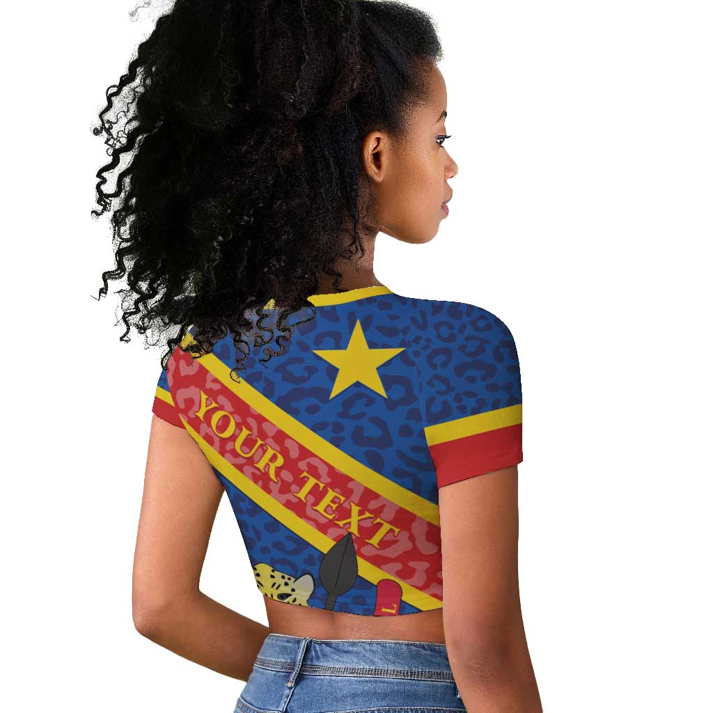 Congo DR Raglan Cropped T shirt Coat Of Arms Leopard Pattern