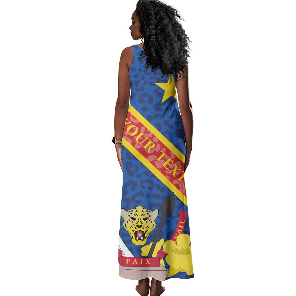 Congo DR Tank Maxi Dress Coat Of Arms Leopard Pattern