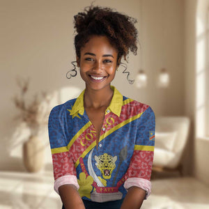 Congo DR Women Casual Shirt Coat Of Arms Leopard Pattern LT01