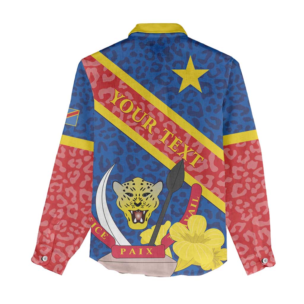 Congo DR Women Casual Shirt Coat Of Arms Leopard Pattern LT01