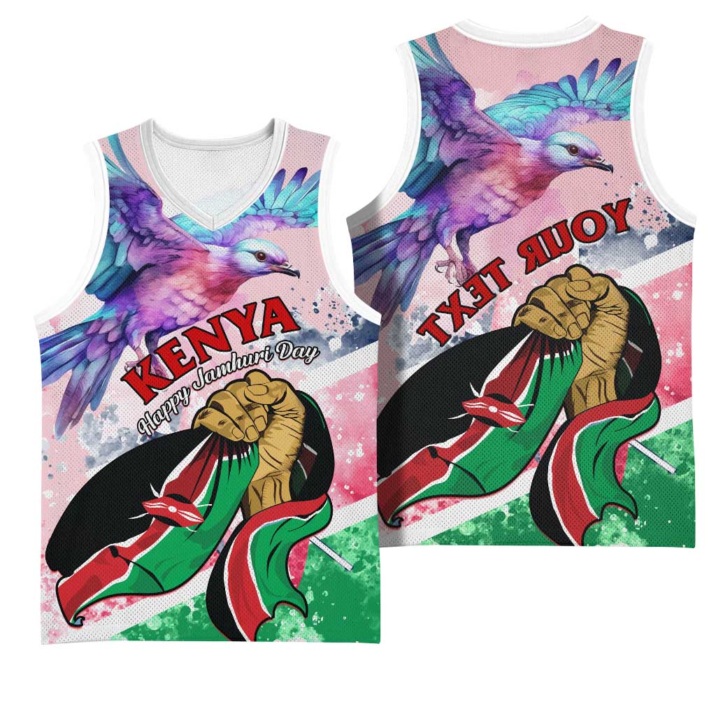 Personalized Kenya Independence Day Basketball Jersey with Lilac Breasted Roller - Unique Version - African Pride