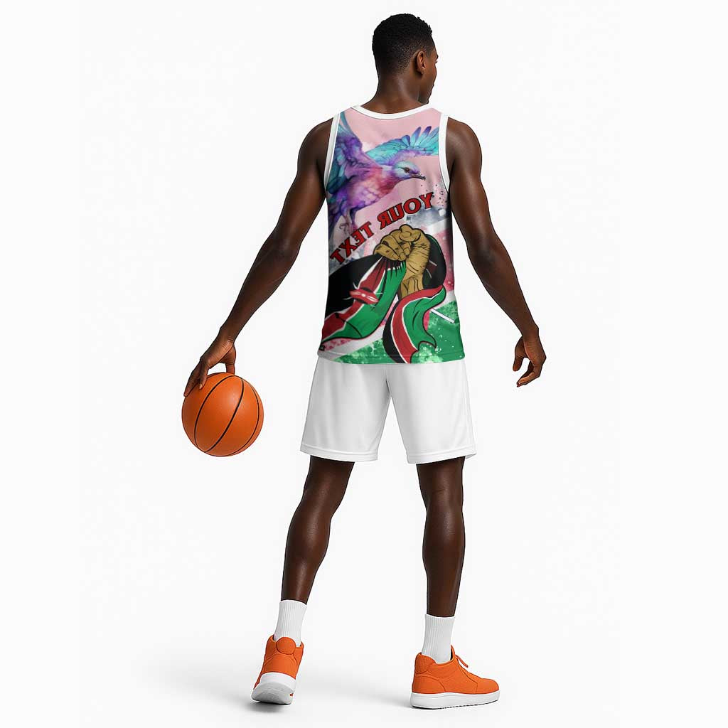 Personalized Kenya Independence Day Basketball Jersey with Lilac Breasted Roller - Unique Version - African Pride