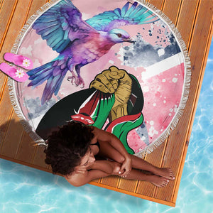 Kenya Independence Day Beach Blanket with Lilac Breasted Roller - Unique Version