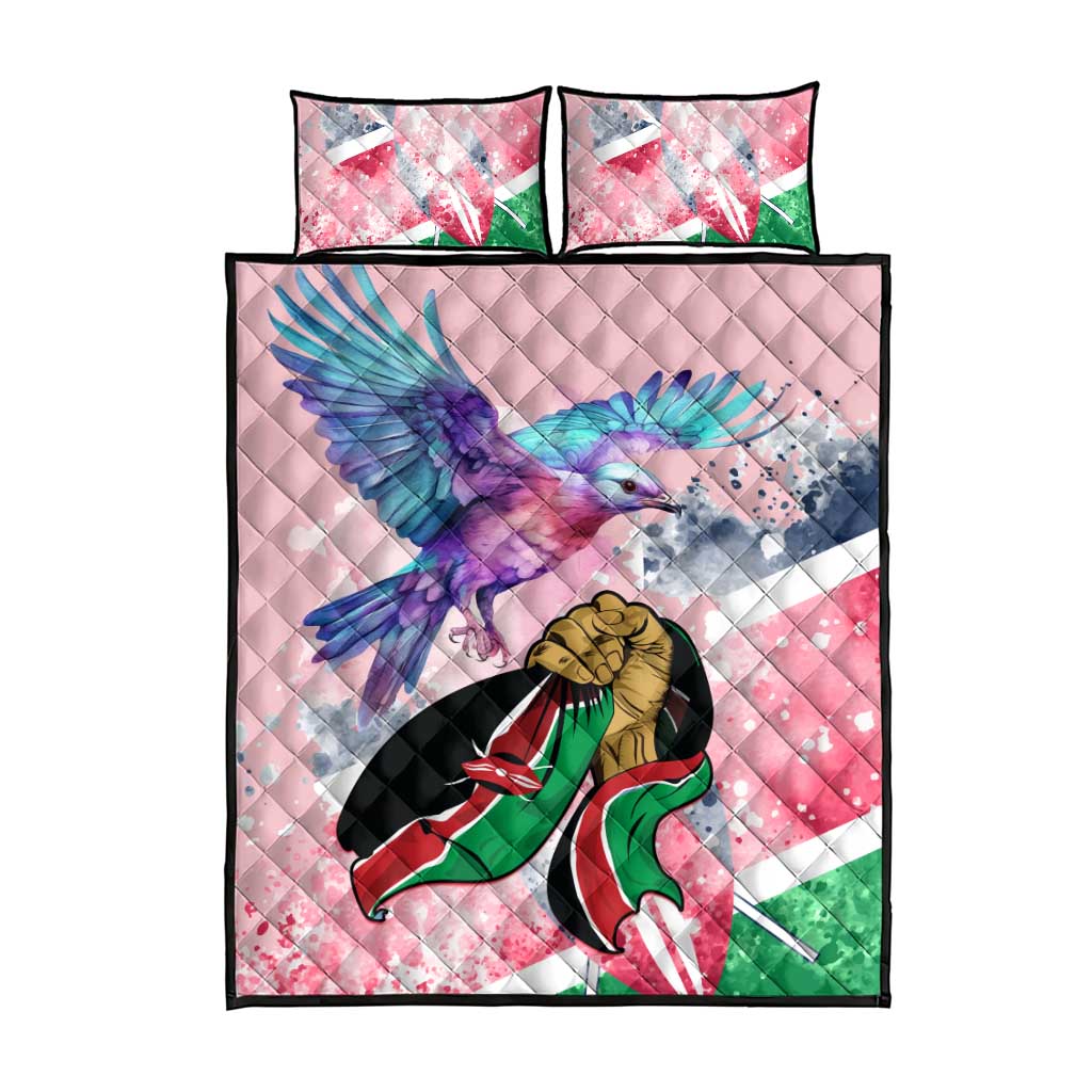 Kenya Independence Day Quilt Bed Set with Lilac Breasted Roller - Unique Version