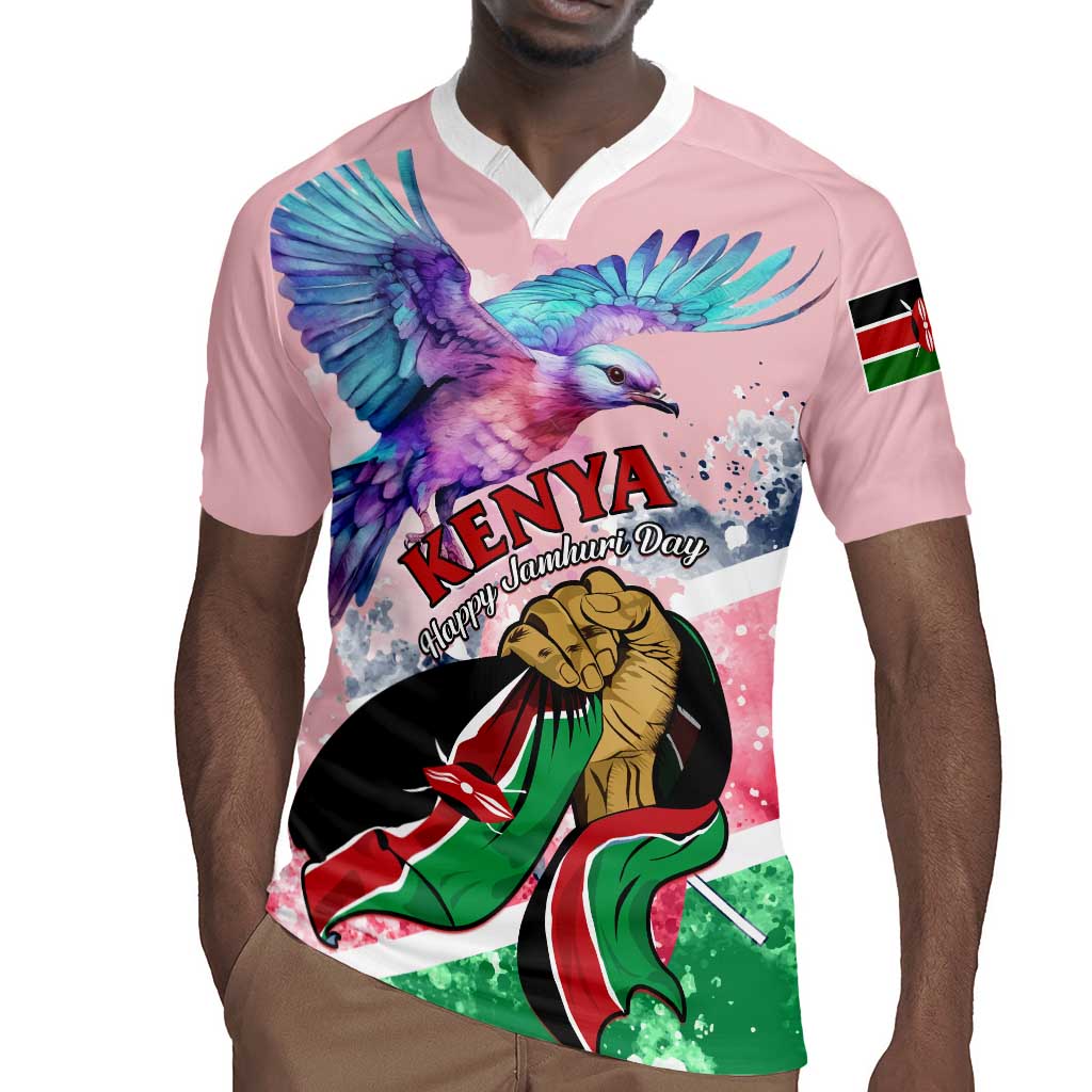 Personalized Kenya Independence Day Rugby Jersey with Lilac Breasted Roller - Unique Version