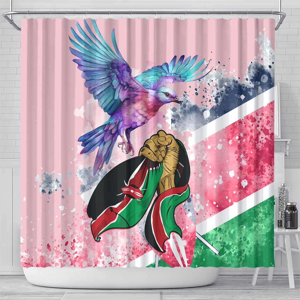 Kenya Independence Day Shower Curtain with Lilac Breasted Roller - Unique Version