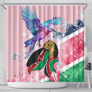 Kenya Independence Day Shower Curtain with Lilac Breasted Roller - Unique Version