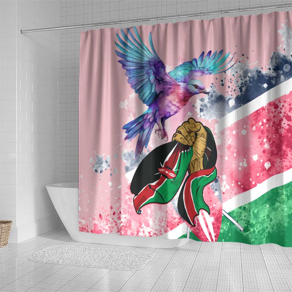 Kenya Independence Day Shower Curtain with Lilac Breasted Roller - Unique Version