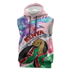 Personalized Kenya Independence Day Sleeveless Hoodie with Lilac Breasted Roller - Unique Version - African Pride