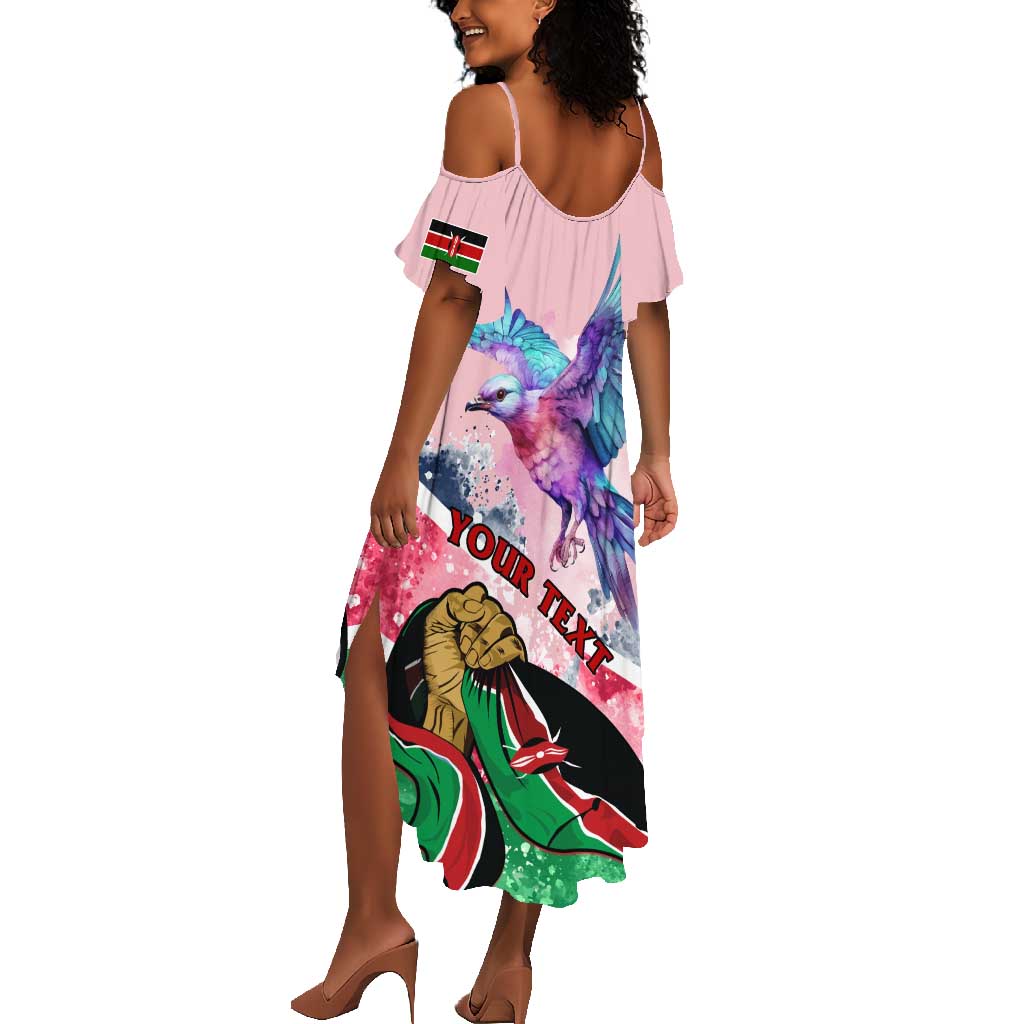 Personalized Kenya Independence Day Summer Maxi Dress with Lilac Breasted Roller - Unique Version
