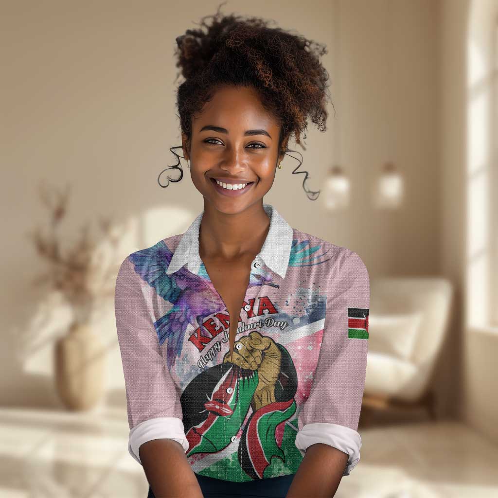 Personalized Kenya Independence Day Women Casual Shirt with Lilac Breasted Roller - Unique Version LT01