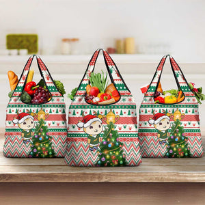 South Africa Rugby Christmas Grocery Bag with Cute Springbok and Christmas Tree