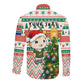 Personalized South Africa Rugby Christmas Long Sleeve Button Shirt with Cute Springbok and Christmas Tree