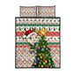 South Africa Rugby Christmas Quilt Bed Set with Cute Springbok and Christmas Tree