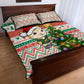 South Africa Rugby Christmas Quilt Bed Set with Cute Springbok and Christmas Tree