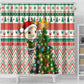 South Africa Rugby Christmas Shower Curtain with Cute Springbok and Christmas Tree
