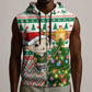 Personalized South Africa Rugby Christmas Sleeveless Zip Hoodie with Cute Springbok and Christmas Tree - African Pride