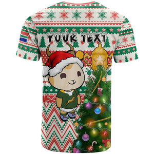 Personalized South Africa Rugby Christmas T shirt with Cute Springbok and Christmas Tree