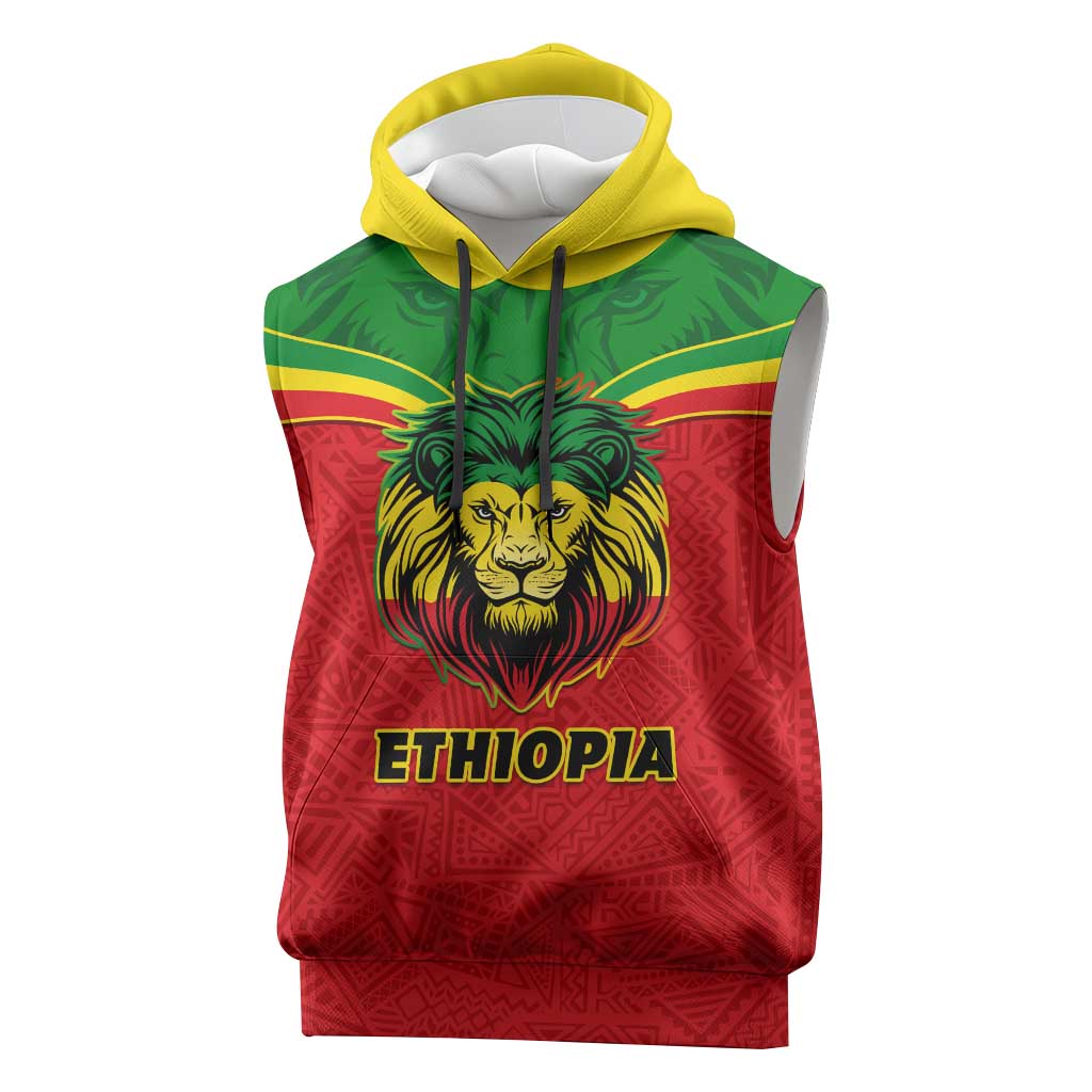 Personalized Ethiopia Sleeveless Hoodie with Lion of Judah Flag Style - Special Version - African Pride