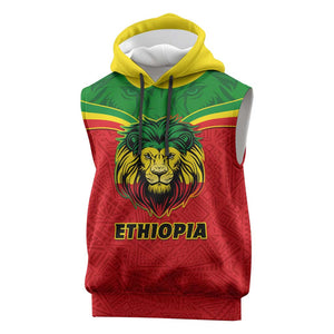 Personalized Ethiopia Sleeveless Hoodie with Lion of Judah Flag Style - Special Version - African Pride