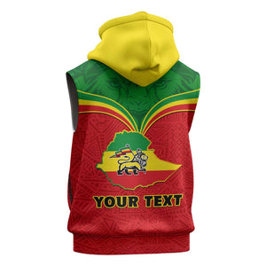 Personalized Ethiopia Sleeveless Zip Hoodie with Lion of Judah Flag Style - Special Version - African Pride
