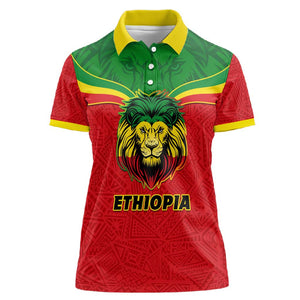 Personalized Ethiopia Women Polo Shirt with Lion of Judah Flag Style - Special Version