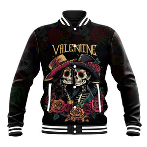 Personalised Sugar Skull Couple Valentine Baseball Jacket Roses Romantic Love