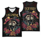 Personalised Sugar Skull Couple Valentine Basketball Jersey Roses Romantic Love - African Pride
