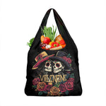 Sugar Skull Couple Valentine Grocery Bag Roses Romantic Love