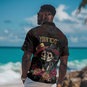 Personalised Sugar Skull Couple Valentine Hawaiian Shirt Roses Romantic Love