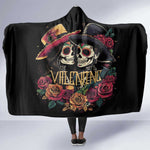 Sugar Skull Couple Valentine Hooded Blanket Roses Romantic Love