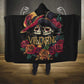 Sugar Skull Couple Valentine Hooded Blanket Roses Romantic Love