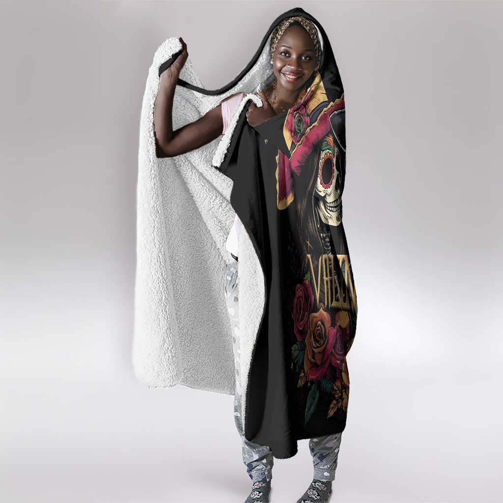 Sugar Skull Couple Valentine Hooded Blanket Roses Romantic Love