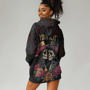 Personalised Sugar Skull Couple Valentine Hoodie Dress Roses Romantic Love