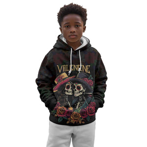 Personalised Sugar Skull Couple Valentine Kid Hoodie Roses Romantic Love