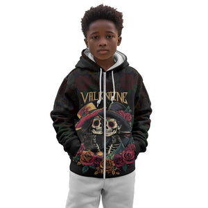 Personalised Sugar Skull Couple Valentine Kid Hoodie Roses Romantic Love