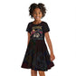 Personalised Sugar Skull Couple Valentine Kid Short Sleeve Dress Roses Romantic Love