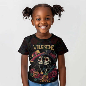 Personalised Sugar Skull Couple Valentine Kid T shirt Roses Romantic Love