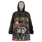 Personalised Sugar Skull Couple Valentine Kid Wearable Blanket Hoodie Roses Romantic Love