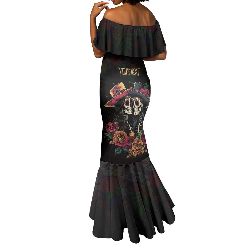 Personalised Sugar Skull Couple Valentine Mermaid Dress Roses Romantic Love