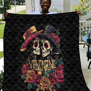 Sugar Skull Couple Valentine Quilt Roses Romantic Love