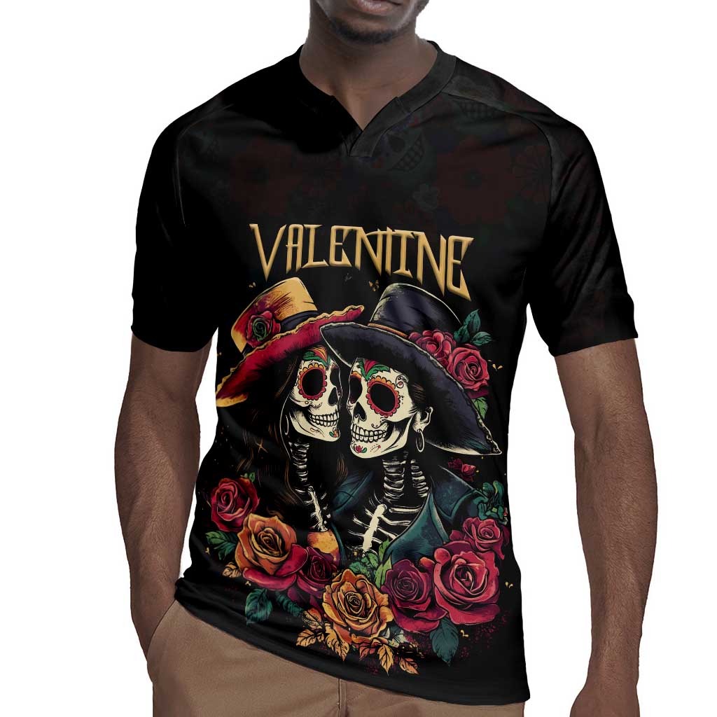 Personalised Sugar Skull Couple Valentine Rugby Jersey Roses Romantic Love