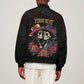 Personalised Sugar Skull Couple Valentine Sleeve Zip Bomber Jacket Roses Romantic Love